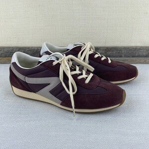 Rag and Bone Burgundy and Cream Retro Runner Suede and nylon